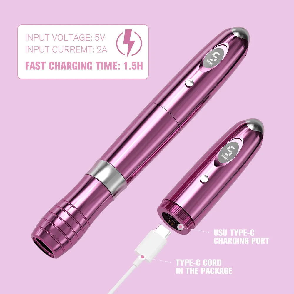 Charme Princesse Digital Wireless Permanent Makeup Machine E33 Rose Red with 2.1mm Stroke